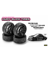 HUDY 1/10 PRE-CUT SLICK BELTED TIRES RIGHT & LEFT (2+2)