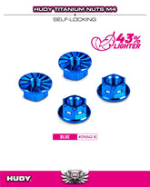 HUDY TITANIUM NUT M4 WITH SERRATED FLANGE - BLUE (4)