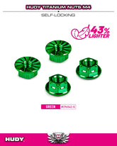 HUDY TITANIUM NUT M4 WITH SERRATED FLANGE - GREEN (4)