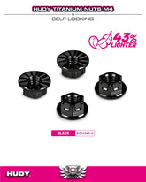 HUDY TITANIUM NUT M4 WITH SERRATED FLANGE - BLACK (4)