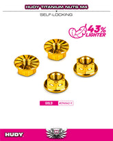 HUDY TITANIUM NUT M4 WITH SERRATED FLANGE - GOLD (4)