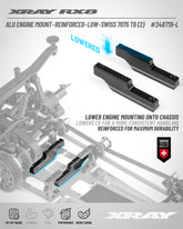 ALU ENGINE MOUNT - REINFORCED - LOW - SWISS 7075 T6 (2) Lowevered engine mounts allow to mound engine lower on chassis to reduce CG.