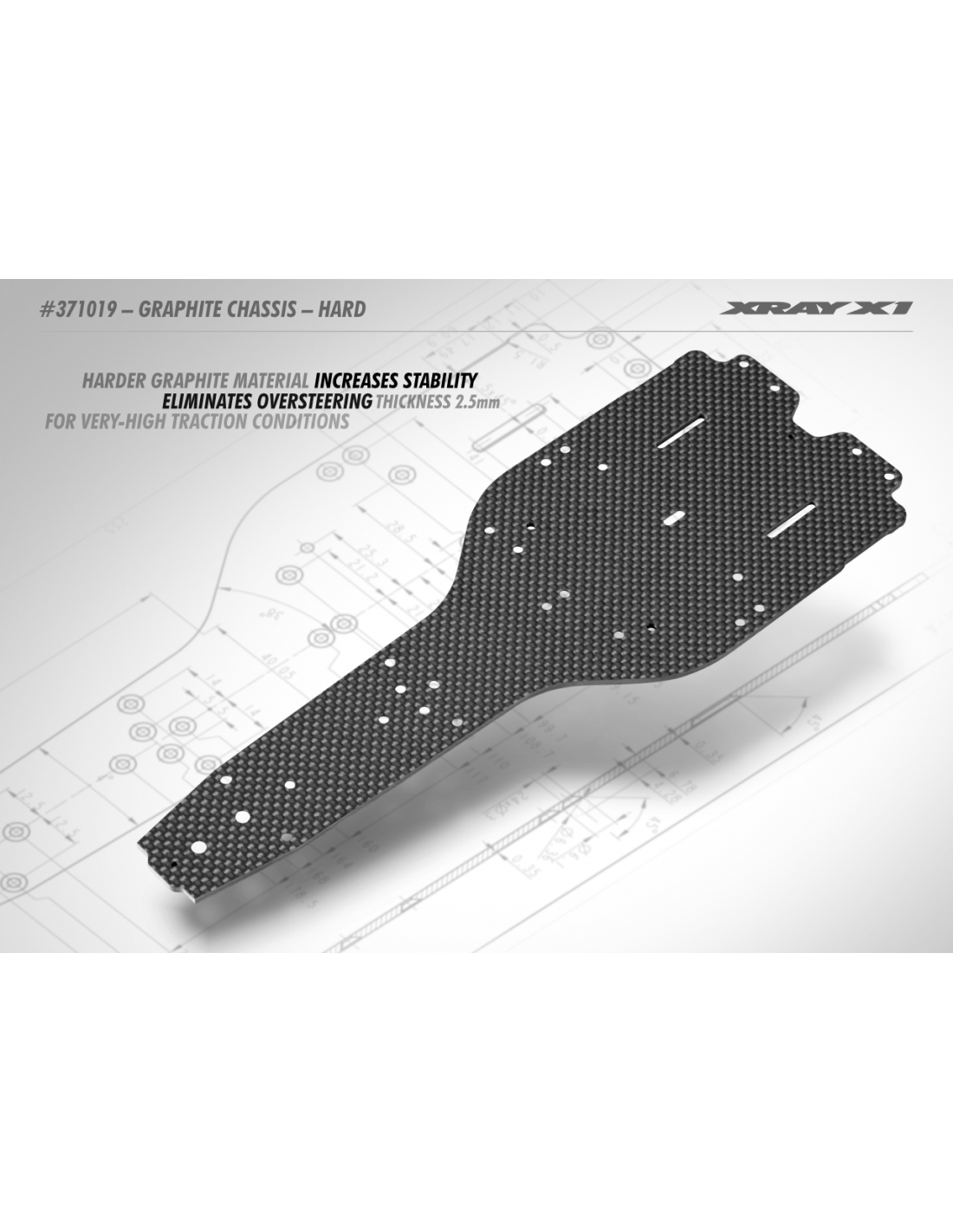 X1'19 GRAPHITE CHASSIS 2.5MM - HARD