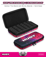 HUDY CARBON TIRE STAND 6x + HARD CASE - 1/12 PAN CAR & 1/12 GT