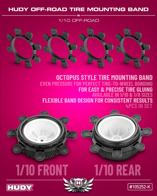 HUDY 1/10 OFF-ROAD TIRE MOUNTING BAND - OCTOPUS - BLACK (4)
