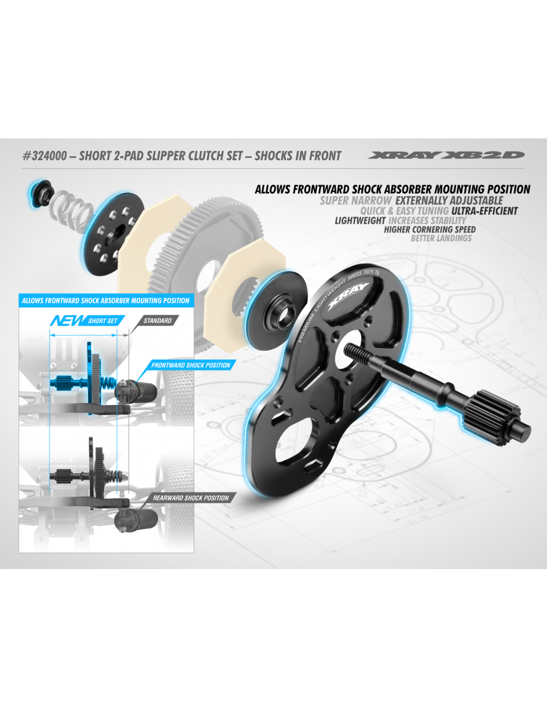 SHORT 2-PAD SLIPPER CLUTCH SET - SHOCKS IN FRONT
