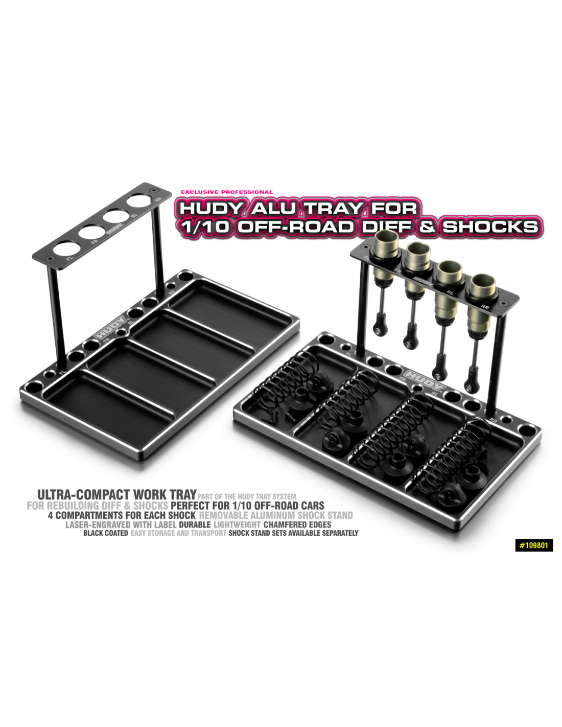 HUDY ALU TRAY FOR 1/10 OFF-ROAD DIFF & SHOCKS