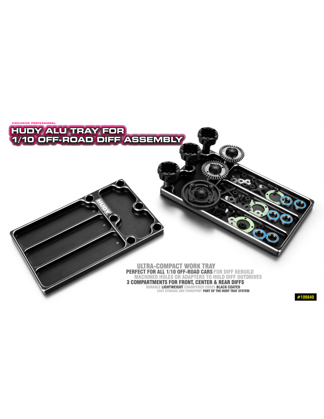 HUDY ALU TRAY FOR 1/10 OFF-ROAD DIFF ASSEMBLY