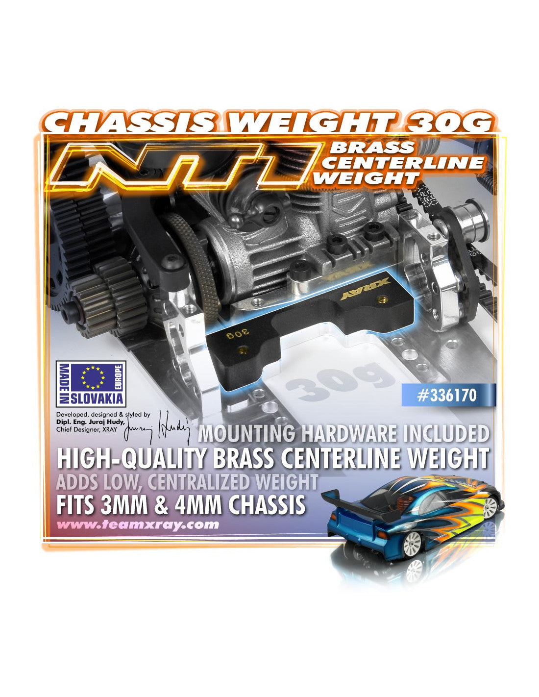 BRASS CHASSIS WEIGHT FOR NT1 30g  Used.