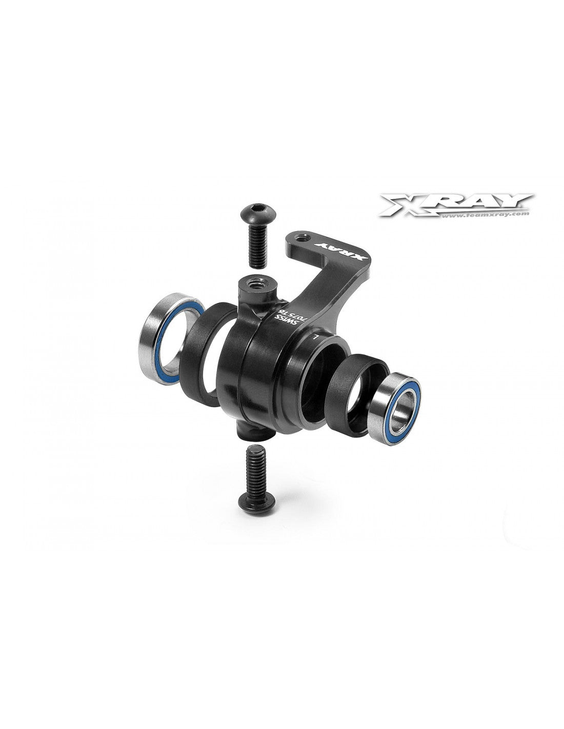 XB808 ALU STEERING BLOCK LEFT  - SWISS 7075 T6 - HARD COATED - SET - V2