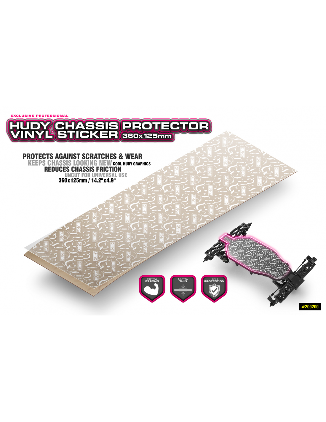 HUDY Chassis Protector Vinyl Sticker 360x125mm