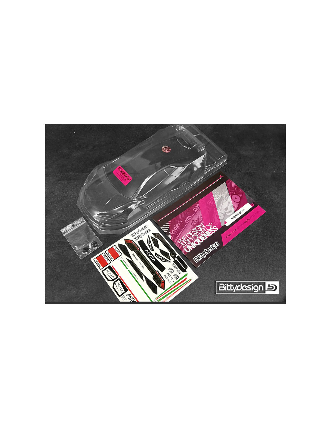 Bitty design GT12 Clear body shell AGATA for 1/12 Supastox class