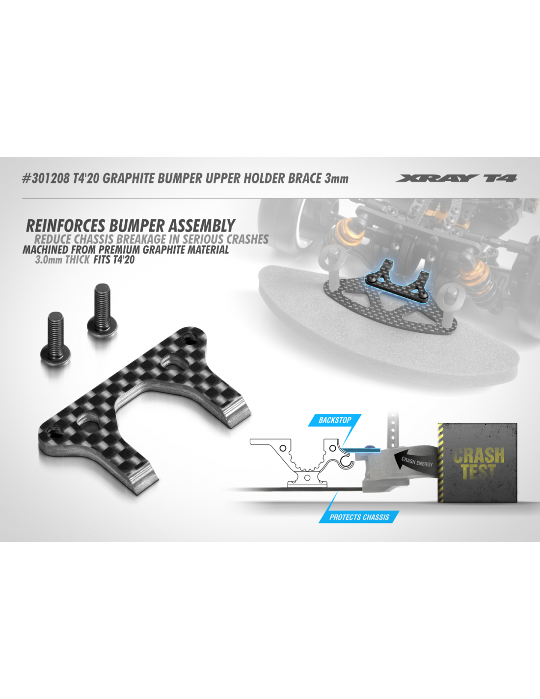 T4'20 Graphite Bumper Upper Holder Brace 3.0mm