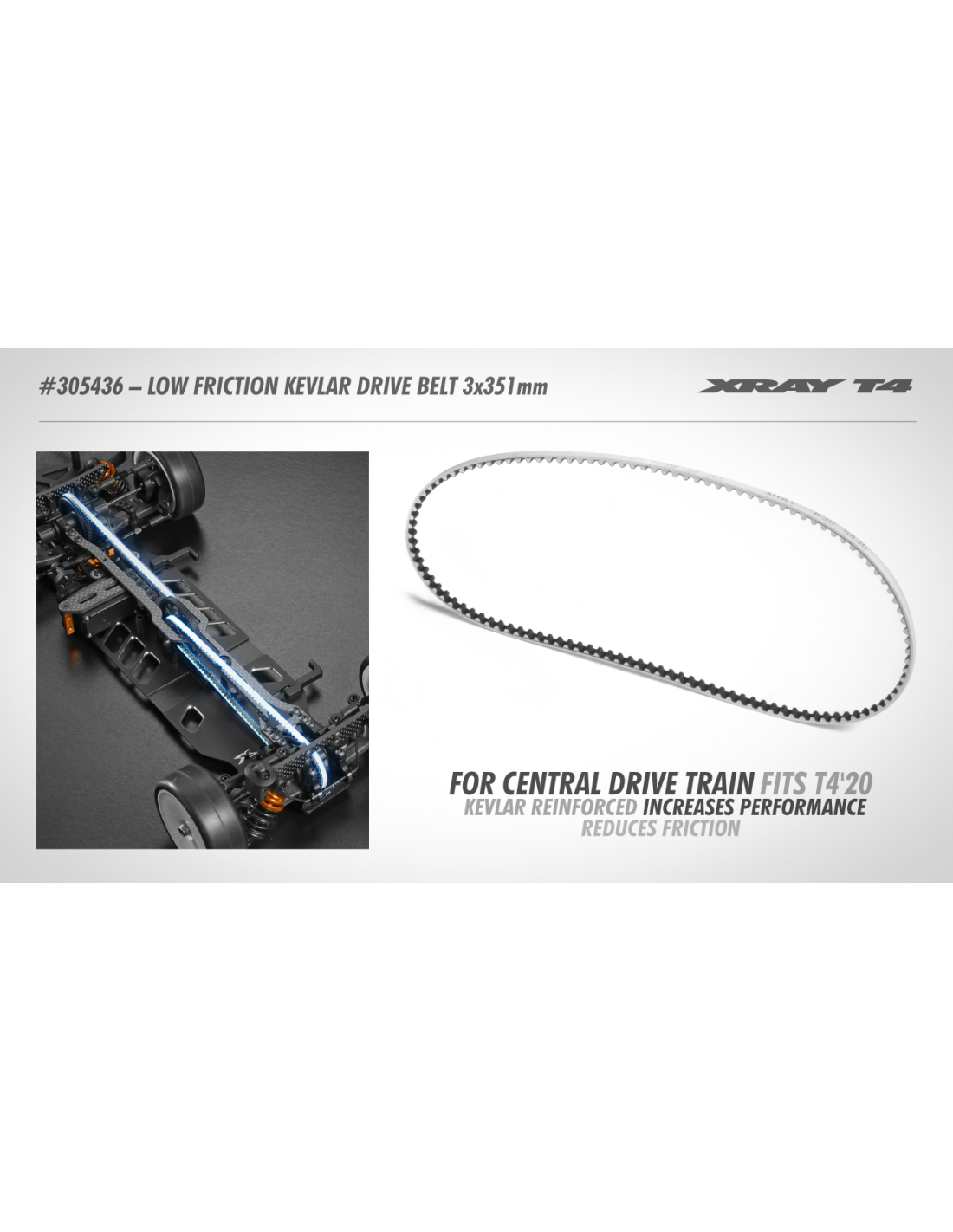 HIGH-PERFORMANCE LOW FRICTION KEVLAR DRIVE BELT 3 x 351 MM