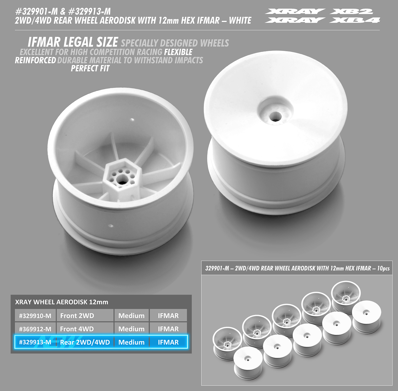 2WD/4WD REAR WHEEL AERODISK WITH 12MM HEX - V2 - WHITE (10) 369903