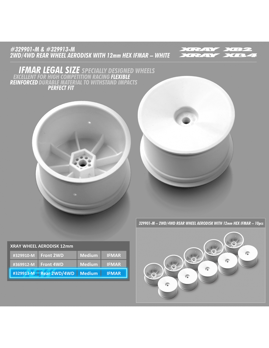 2WD/4WD REAR WHEEL AERODISK WITH 12MM HEX IFMAR - WHITE (2)