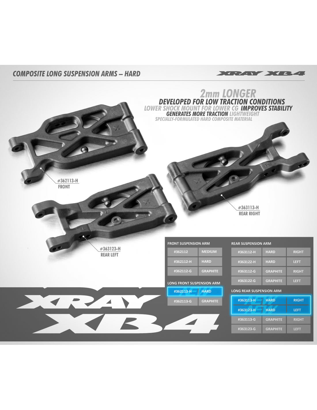 COMPOSITE LONG SUSPENSION ARM FRONT LOWER - HARD