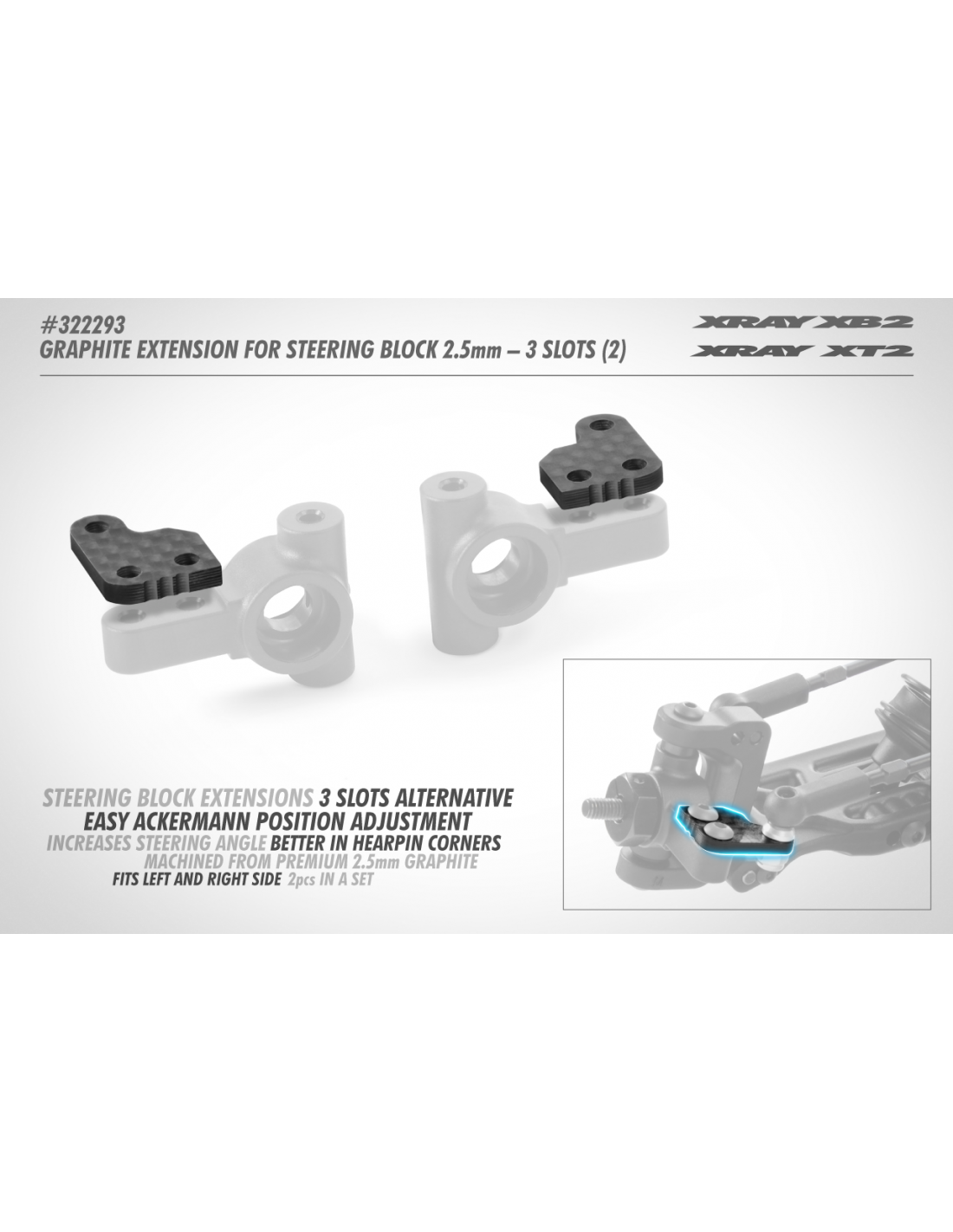 GRAPHITE EXTENSION FOR STEERING BLOCK (2) - 3 SLOTS