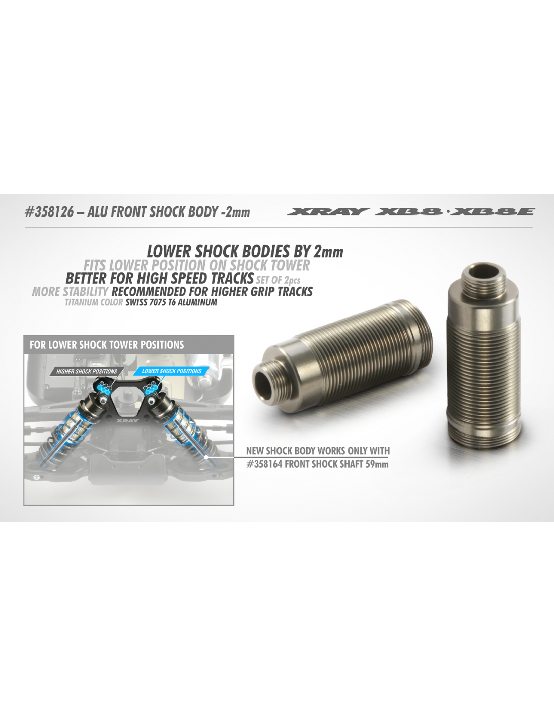 XB8 ALU FRONT SHOCK BODY -2MM - SWISS 7075 T6 (2)