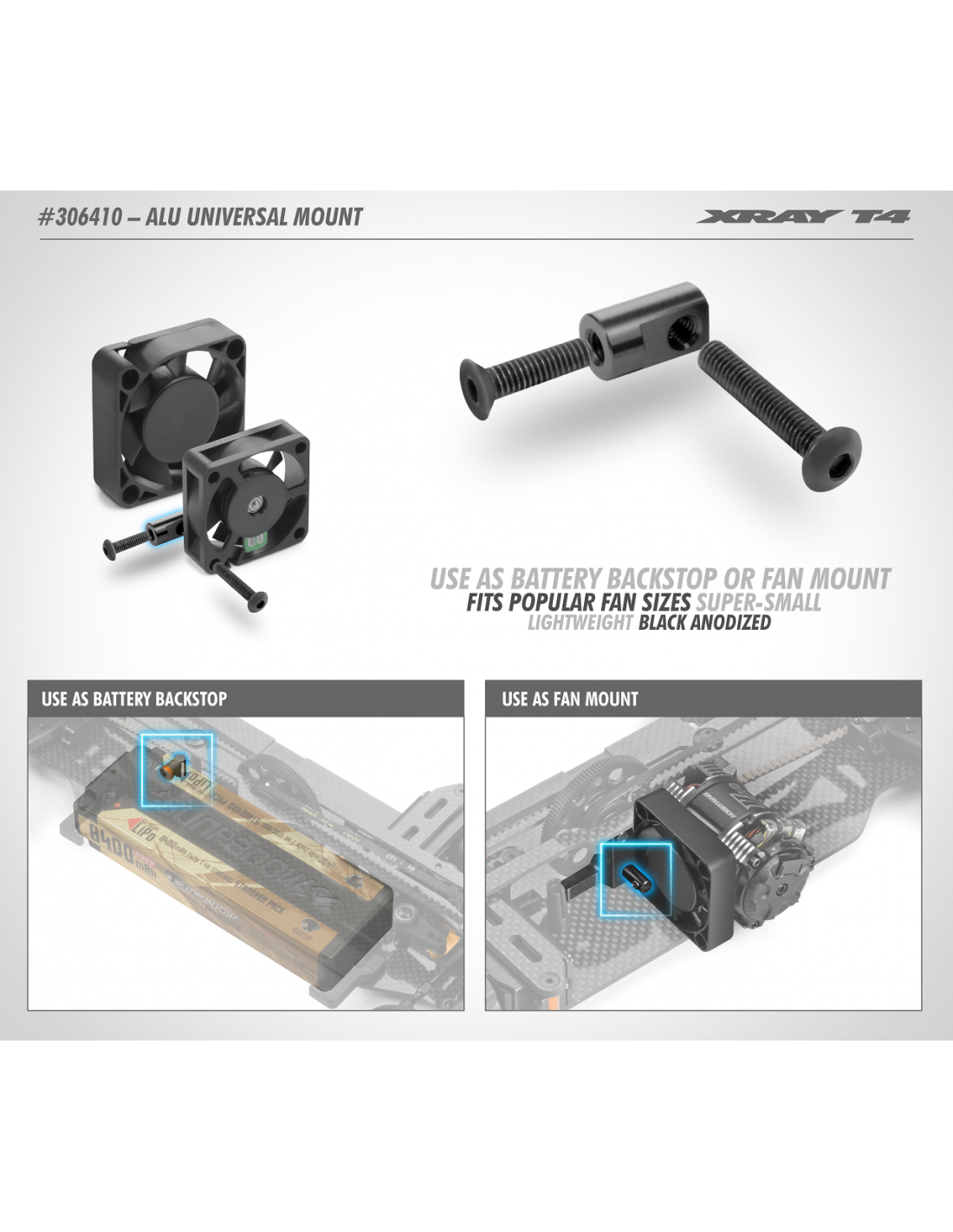 ALU FAN MOUNT - SORT