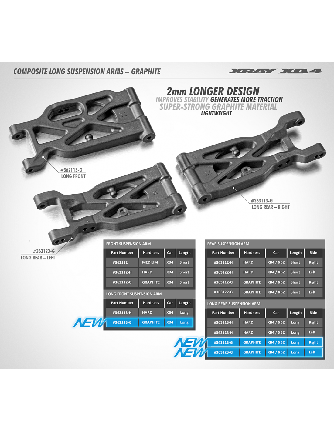 COMPOSITE LONG SUSPENSION ARM FRONT LOWER - GRAPHITE