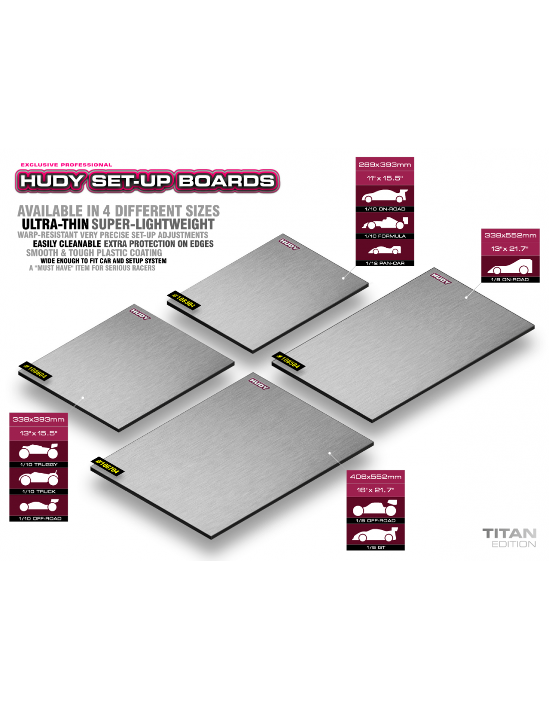 FLAT SET-UP BOARD FOR 1/10 OFF-ROAD - LIGHTWEIGHT - TITAN