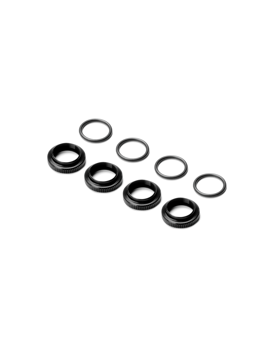 SHOCK ADJ. NUT ALU + O-RING - BLACK (4)
