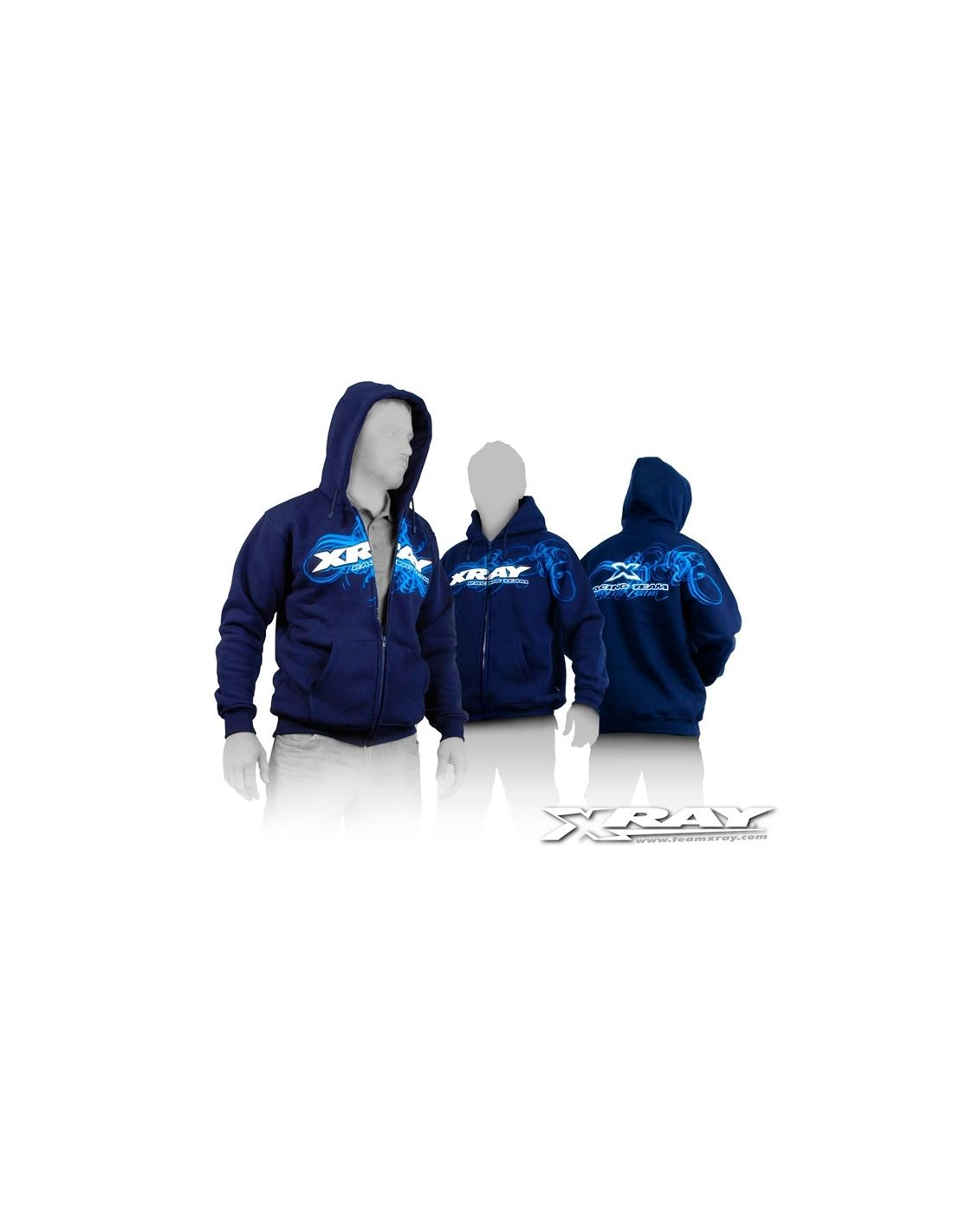 (S) XRAY SWEATER HOODED WITH ZIPPER - BLUE (S)