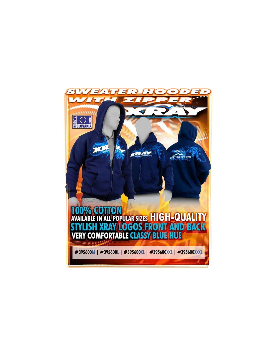 (S) XRAY SWEATER HOODED WITH ZIPPER - BLUE (S)