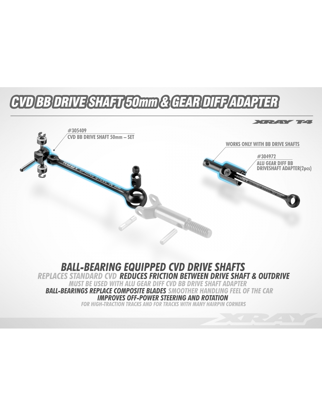 CVD BB DRIVE SHAFT 50MM - HUDY SPRING STEEL™ - SET