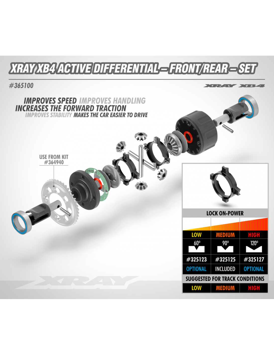 XRAY XB4 ACTIVE DIFFERENTIAL - FRONT/REAR - SET