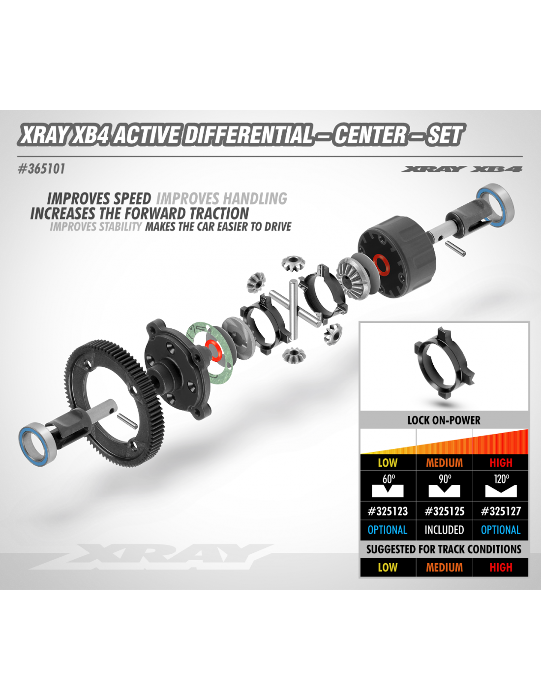 XRAY XB4 ACTIVE DIFFERENTIAL - CENTER - SET