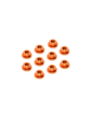ALU NUT M4 WITH SERRATED FLANGE - ORANGE (10)