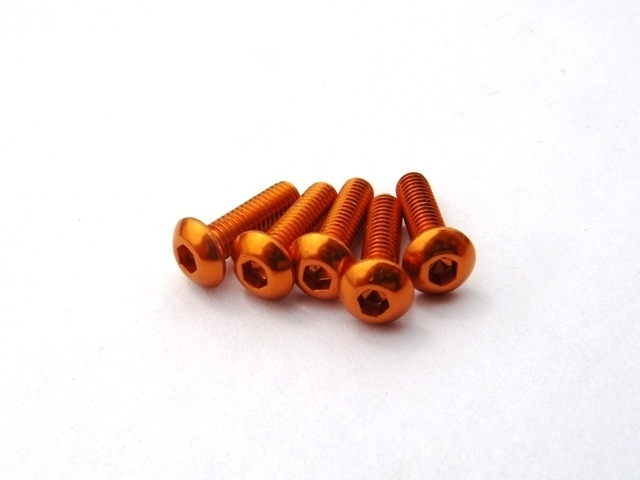 HIRO-SEIKO  6 mm Aluminum 7075 Hex Button Screw [Orange]