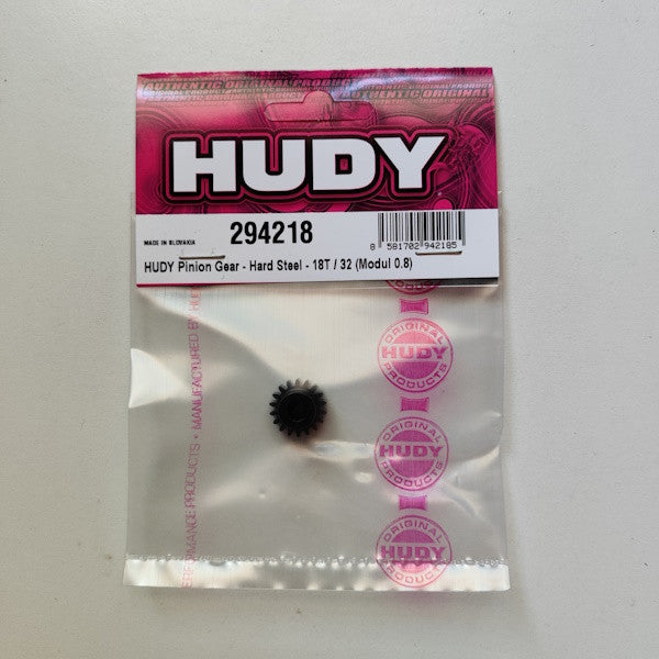 HUDY PINION GEAR - HARD STEEL - 18T / 32 (MODUL 0.8)