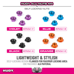 ALU NUT M4 WITH SERRATED FLANGE - BLACK (10)