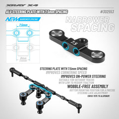 X4 ALU STEERING PLATE 7.5MM FOR DUAL STEERING
