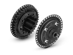 X4 COMPOSITE GEAR DIFF. CASE 38T PULLEY & COVER FOR UNI BULKHEADS