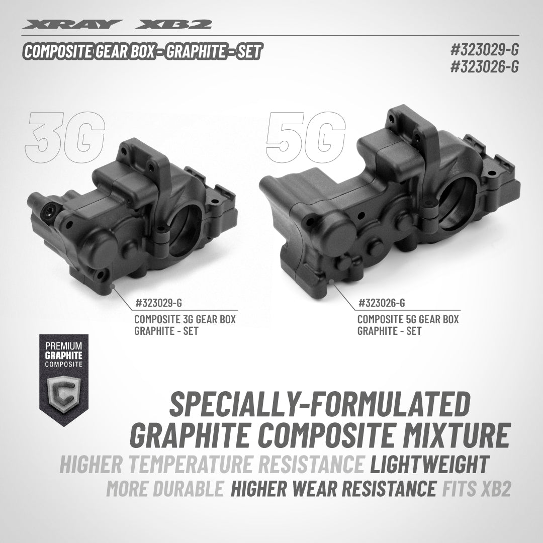 COMPOSITE 3G GEAR BOX FOR CHASSIS BRACE - GRAPHITE - SET