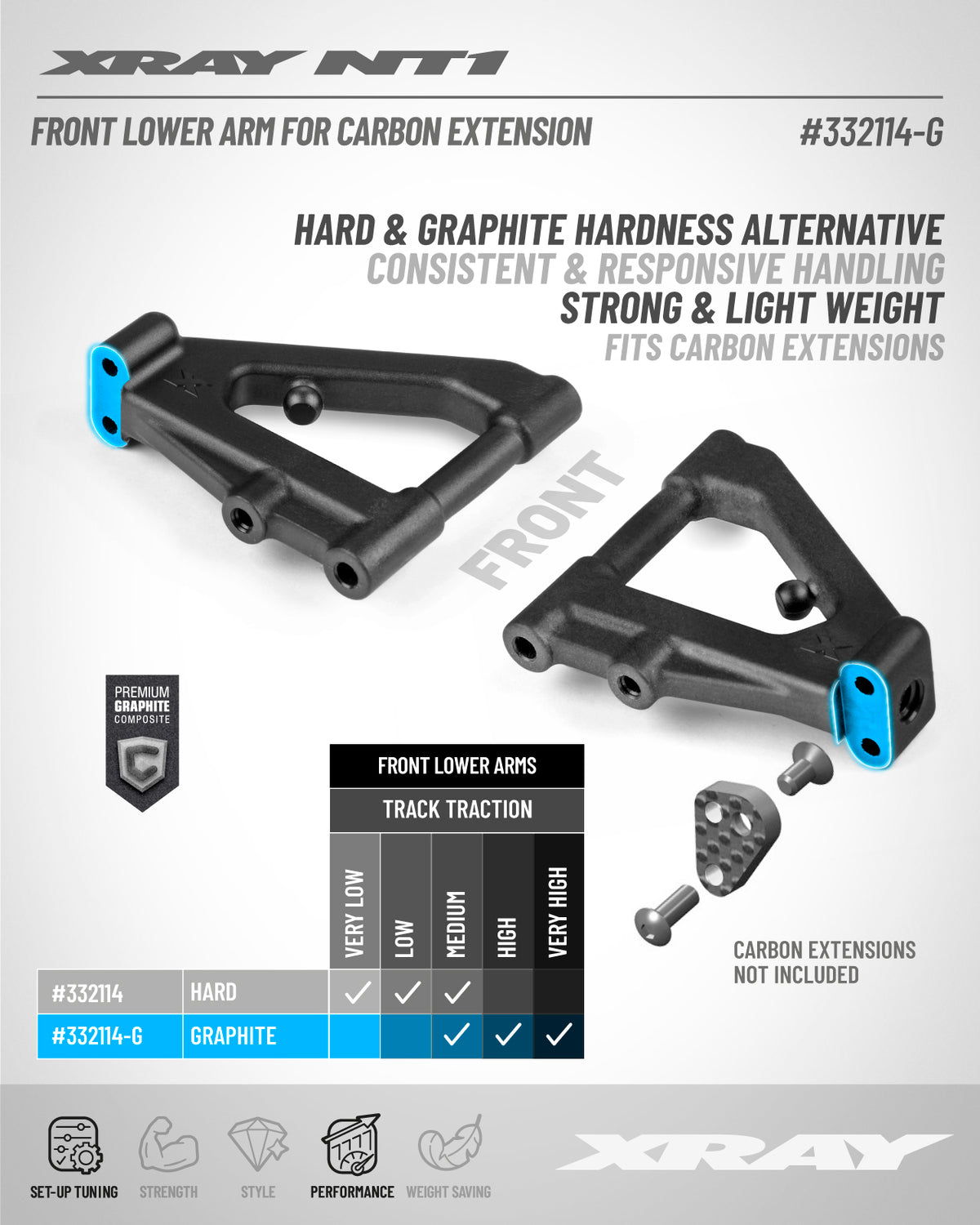 COMPOSITE SUSPENSION ARM FRONT LOWER FOR CARBON EXTENSION - GRAPHITE