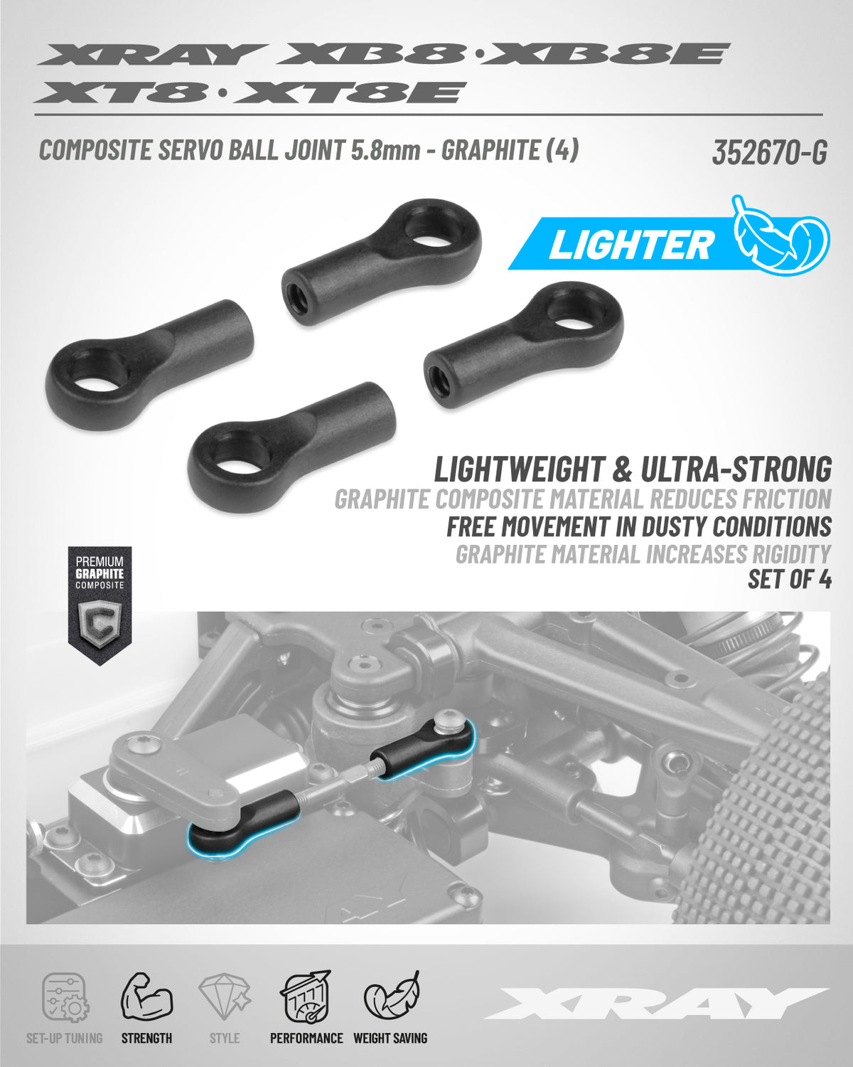 SERVO BALL JOINT  5.8MM - GRAPHITE (4)