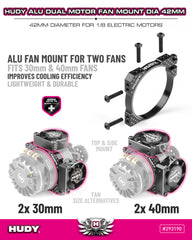 HUDY ALU DUAL MOTOR FAN MOUNT Dia 42mm (2×30mm / 2×40mm)