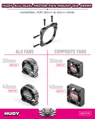 HUDY ALU DUAL MOTOR FAN MOUNT Dia 42mm (2×30mm / 2×40mm)