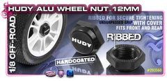 HUDY Alu Wheel Nut M12 - Ribbed (2)