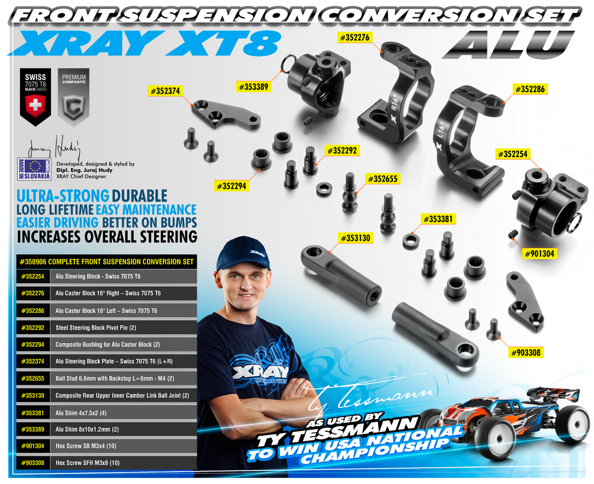 XRAY XT8 ALU FRONT SUSPENSION CONVERSION SET - V2