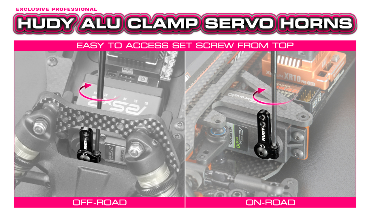 ALU CLAMP SERVO HORN - KO PROPO, JR, SANWA, AIRTRONICS - 2-HOLE - 23T