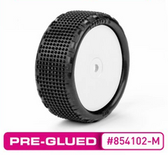 HUDY 1/10 OFF-ROAD PRE-GLUED TIRE 4WD FRONT CARPET - 102 - MEDIUM (2) ØLSTED / HUDY SERIES