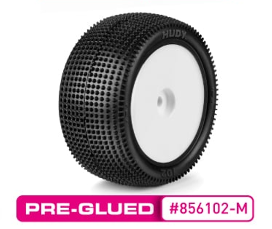 HUDY 1/10 OFF-ROAD PRE-GLUED TIRE 2WD/4WD REAR CARPET - 102 - MEDIUM (2) HUDY SERIES / ØLSTED