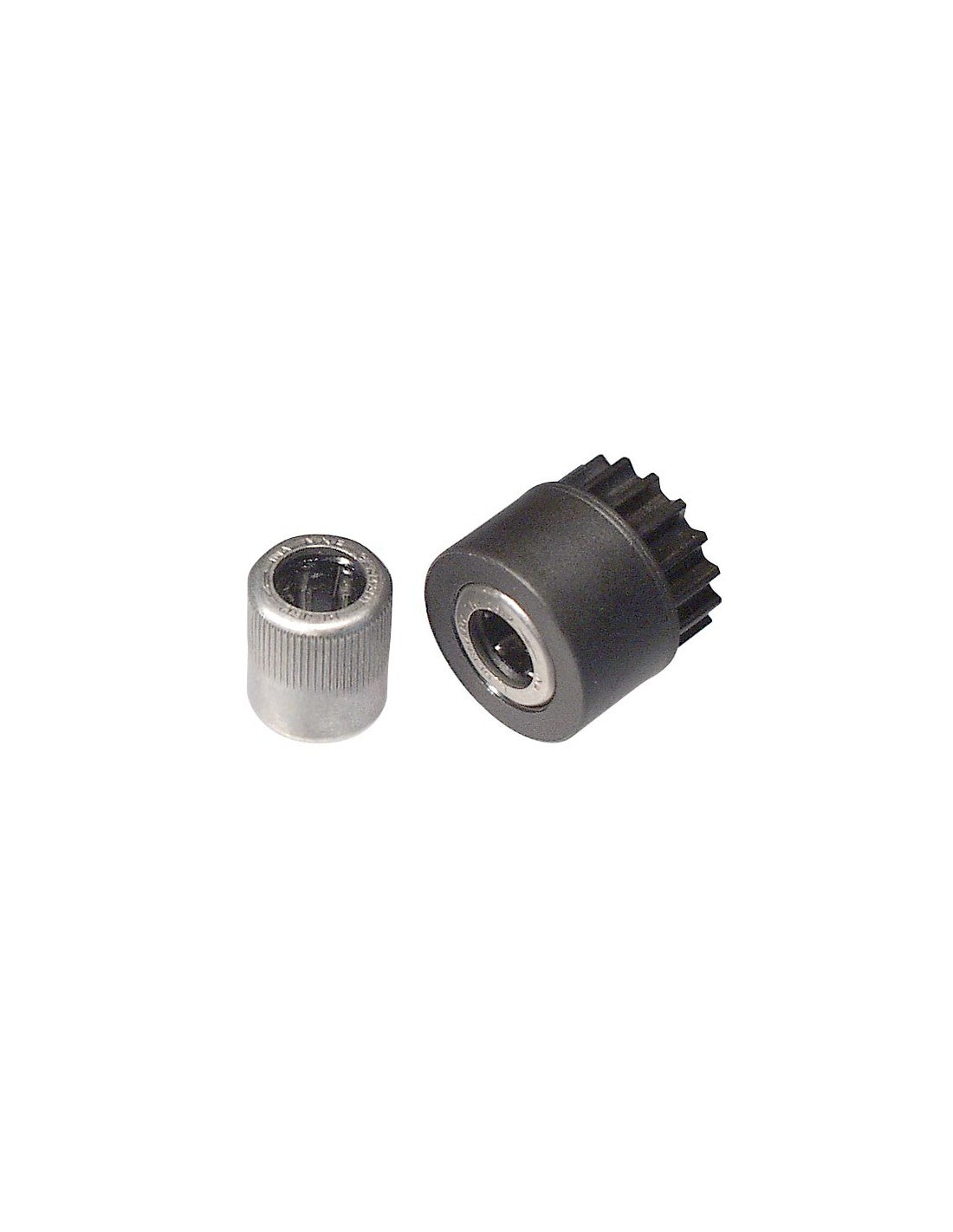 ONE-WAY PULLEY WITH GROOVED ONE-WAY BEARING
