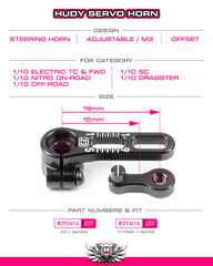 ALU ADJUSTABLE CLAMP STEERING SERVO HORN - FUTABA, SAVÖX - 25T